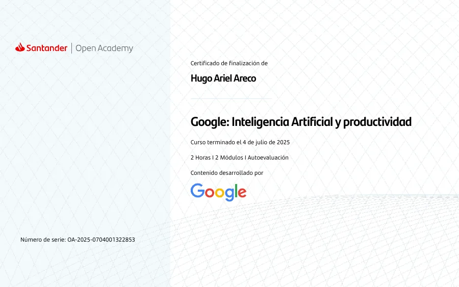 Certificado: Google: Inteligencia Artificial y productividad