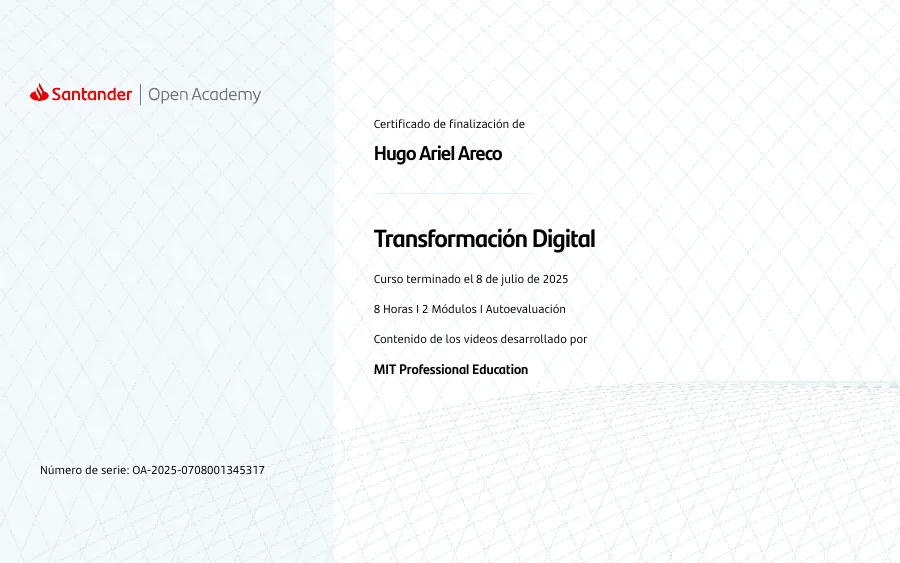 Certificado: Transformación Digital